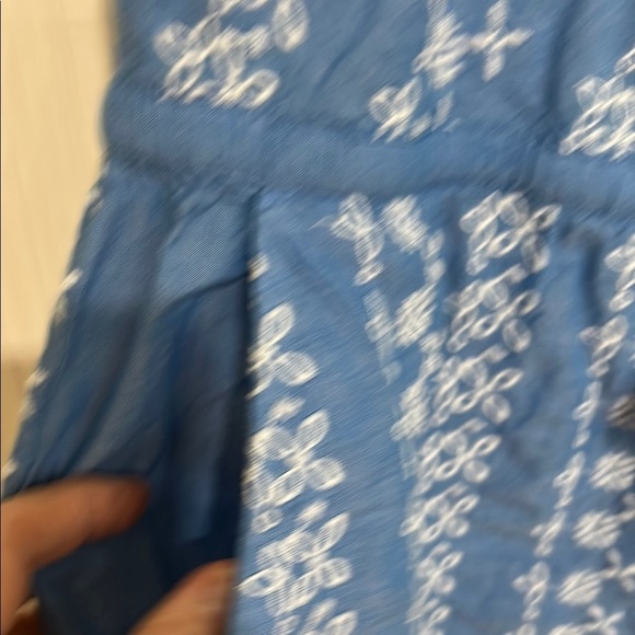 LOFT Blue and White Embroidered Romper - Picture 4 of 11
